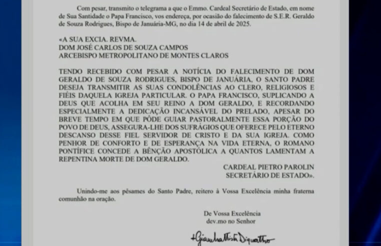 Papa Francisco emite nota de pesar pelo falecimento de Dom Geraldo, Bispo de Januária