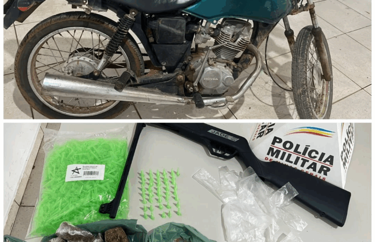 Moto e drogas apreendidos pela PM
