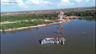 Ponte entre São Francisco e Pintópolis avança. Imagens de canal do face mostram a dimensão da obra