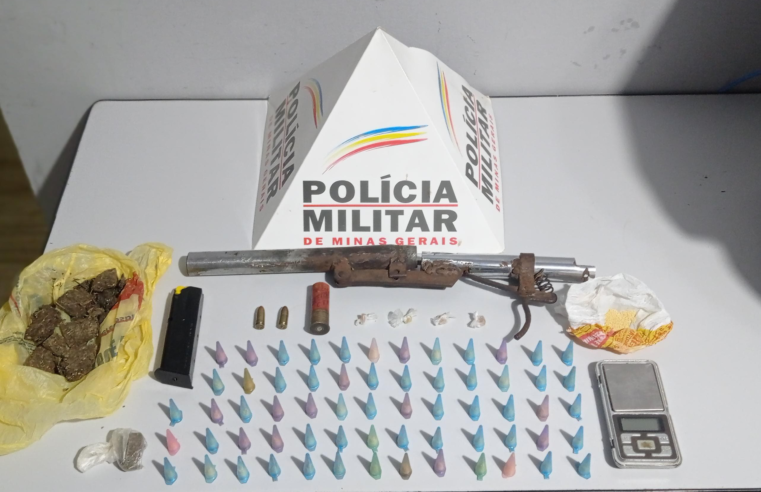 Armas de fogo e drogas são apreendidas